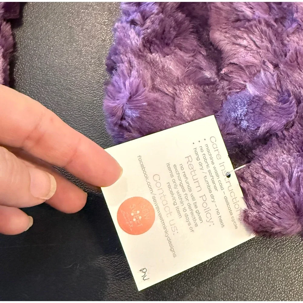Sew Sweet Minky Designs Neck Travel Pillow Cover Purple Plush Luxury Cozy NEW